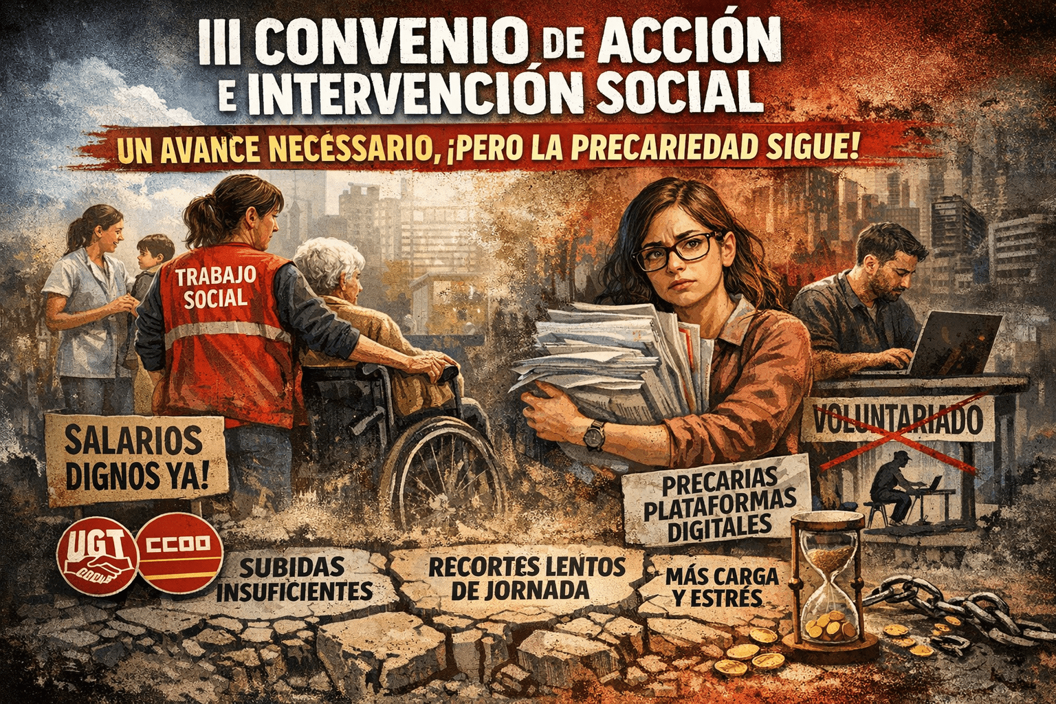 Profesionales del sector de acción e intervención social denuncian la precariedad laboral tras la firma del III Convenio Estatal